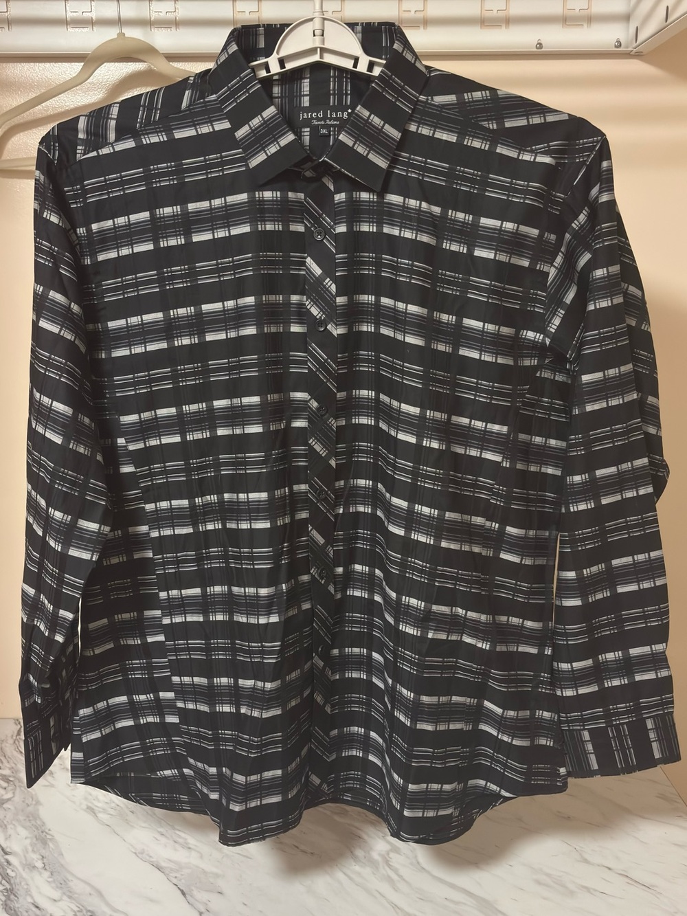 Jared Lang Black & White Plaid Collared Shirt